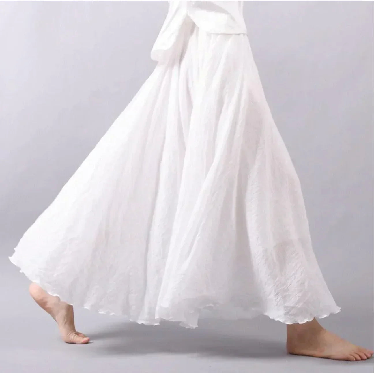 Levoire | Jupe En Coton Taille Haute Jupe Évasée Jupe Boho Blanc