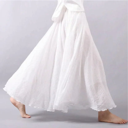 Levoire | Jupe En Coton Taille Haute Jupe Évasée Jupe Boho Blanc