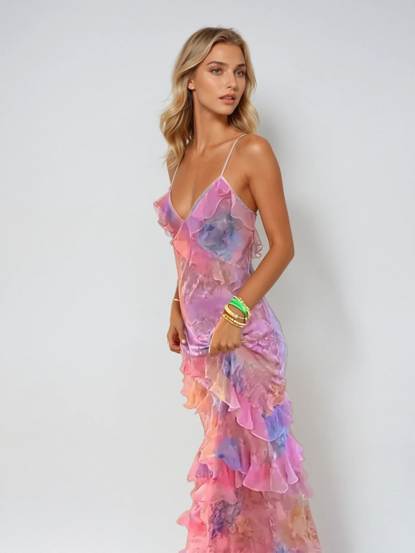 Levoire | Robe Sonntag Élégante Sans Manches Robe Avec Volants Robe Sans Dos Rosa