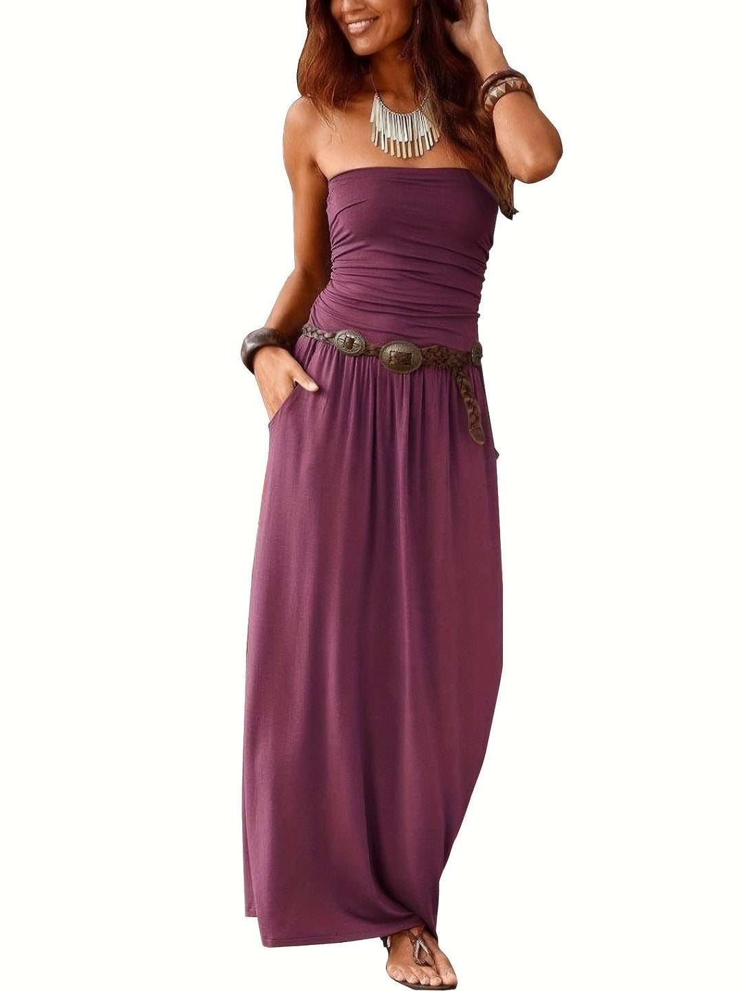 Levoire | Robe Boho Eté Bustier Robe Tube Fuchsie