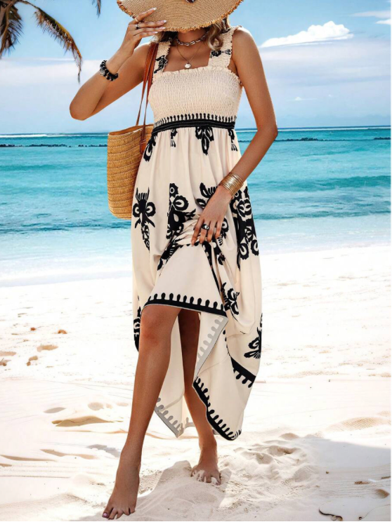 Levoire | Ruffle A-Line Boho Dress Summer Dress Blanc