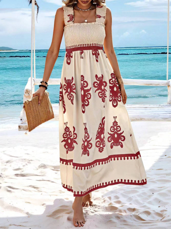 Levoire | Ruffle A-Line Boho Dress Summer Dress Rot