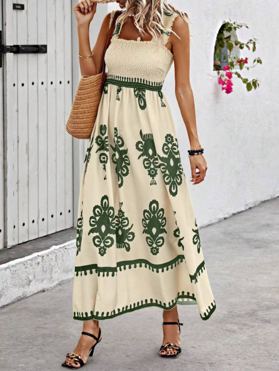 Levoire | Ruffle A-Line Boho Dress Summer Dress Vert clair