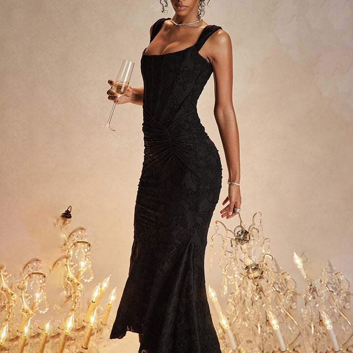 Levoire | Robe Corset Bodycon Sans Manches Élégante Noir