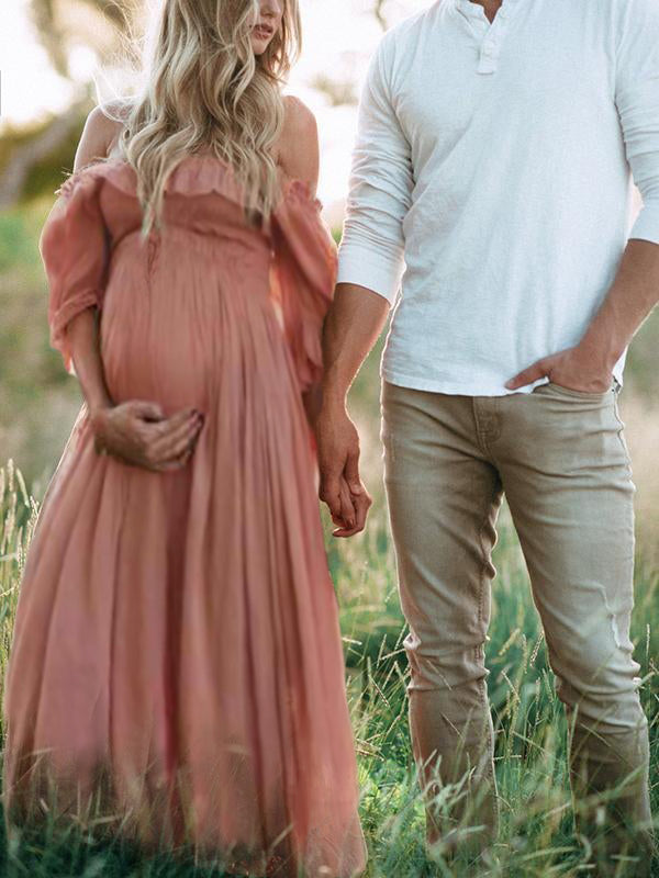 Levoire | Robe Off Shoulder Rose Robes De Grossesse Robe D'Été