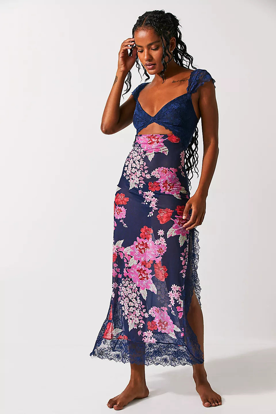 Levoire | Robe Dos Ouvert Sans Manches Robe Découpée Robe D'Été Bleu