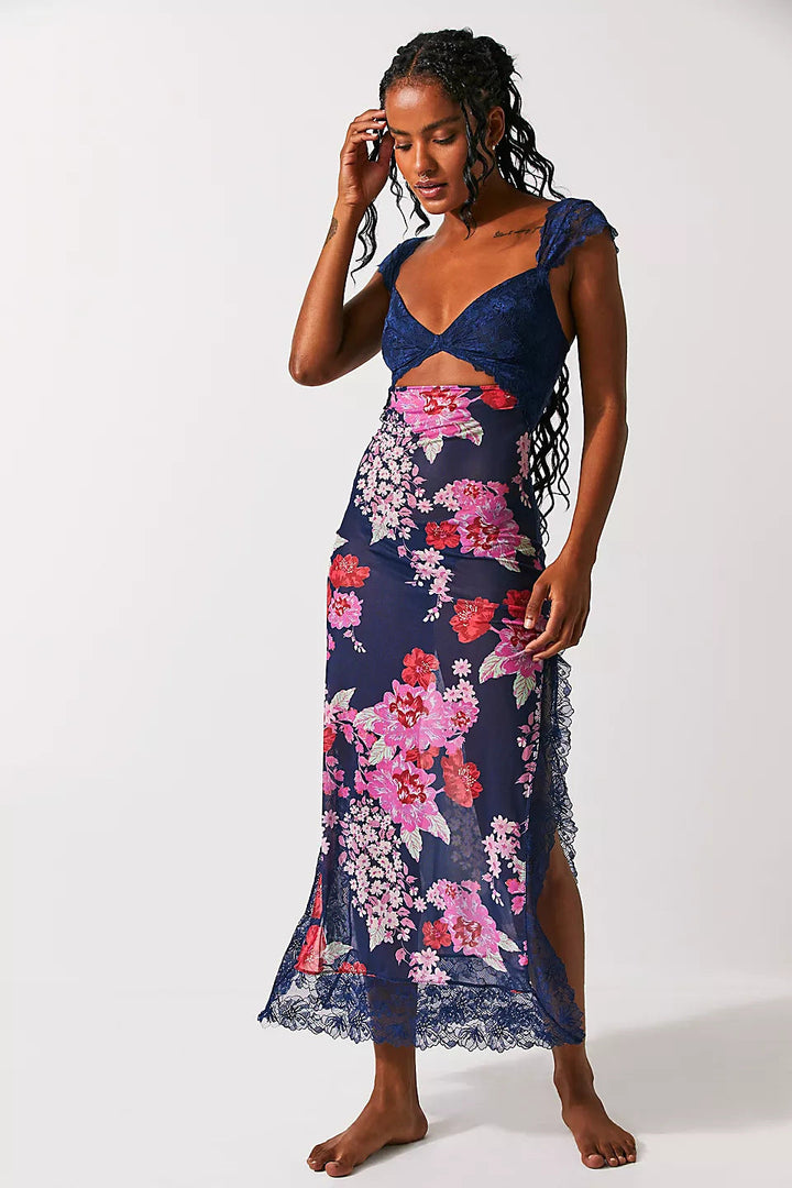 Levoire | Robe Dos Ouvert Sans Manches Robe Découpée Robe D'Été Bleu