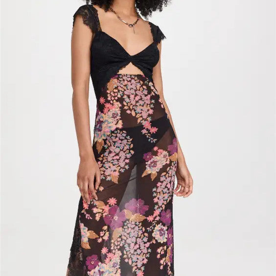 Levoire | Robe Dos Ouvert Sans Manches Robe Découpée Robe D'Été Noir
