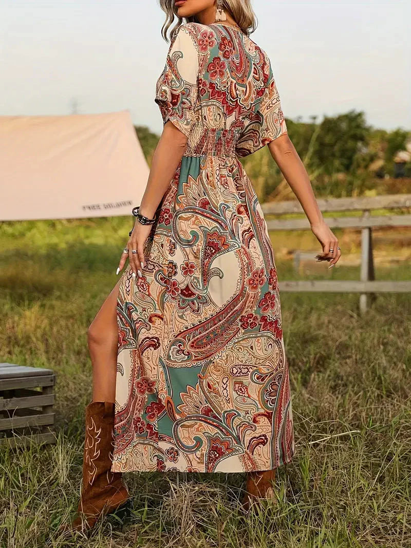 Levoire | Robe, Imprimé Paisley, Manches Courtes, Robe Boho, Robe D'Été