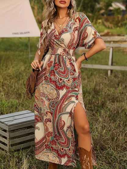 Levoire | Robe, Imprimé Paisley, Manches Courtes, Robe Boho, Robe D'Été