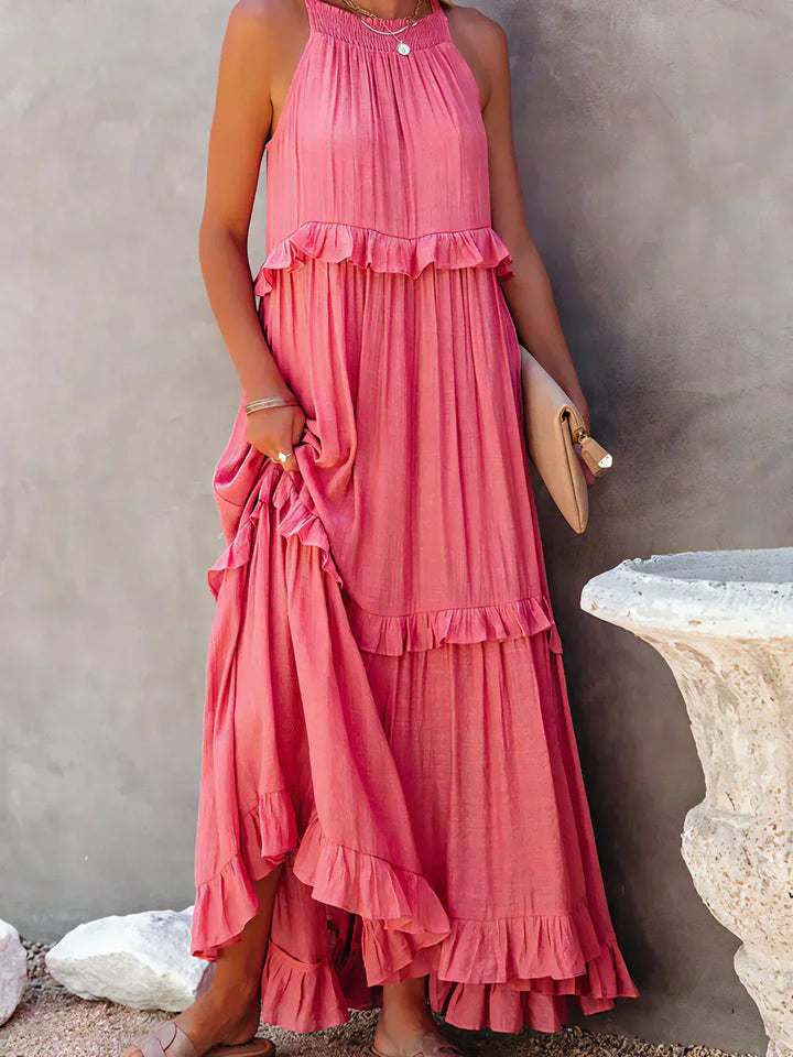 Levoire | Robe À Volants Halterneck Sans Manches Robe Fluide Robe De Plage