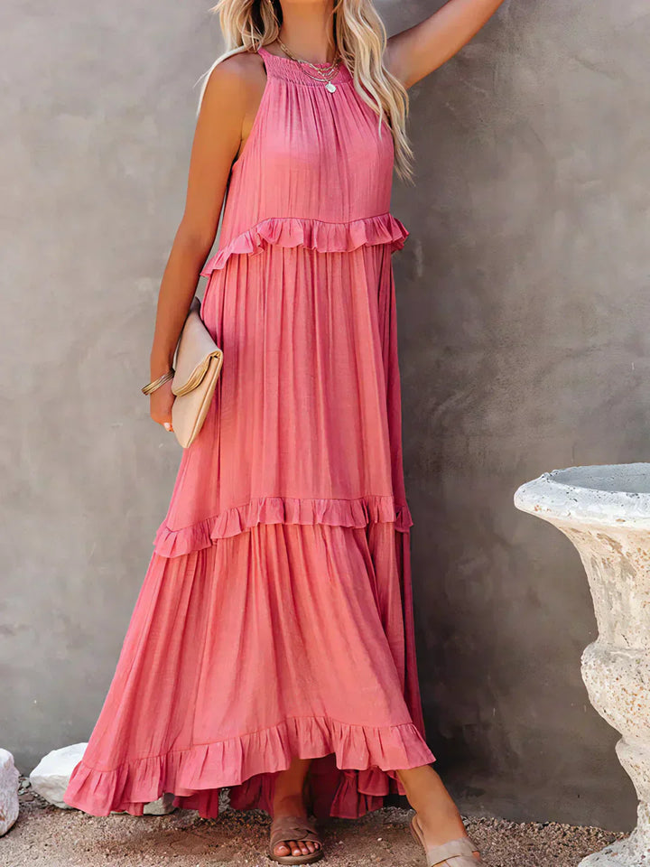 Levoire | Robe À Volants Halterneck Sans Manches Robe Fluide Robe De Plage