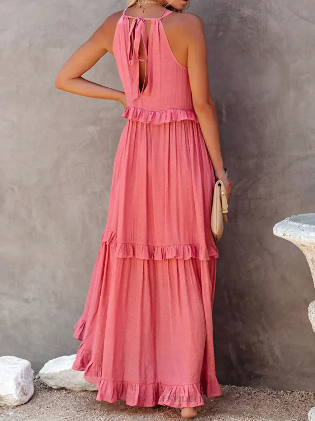 Levoire | Robe À Volants Halterneck Sans Manches Robe Fluide Robe De Plage