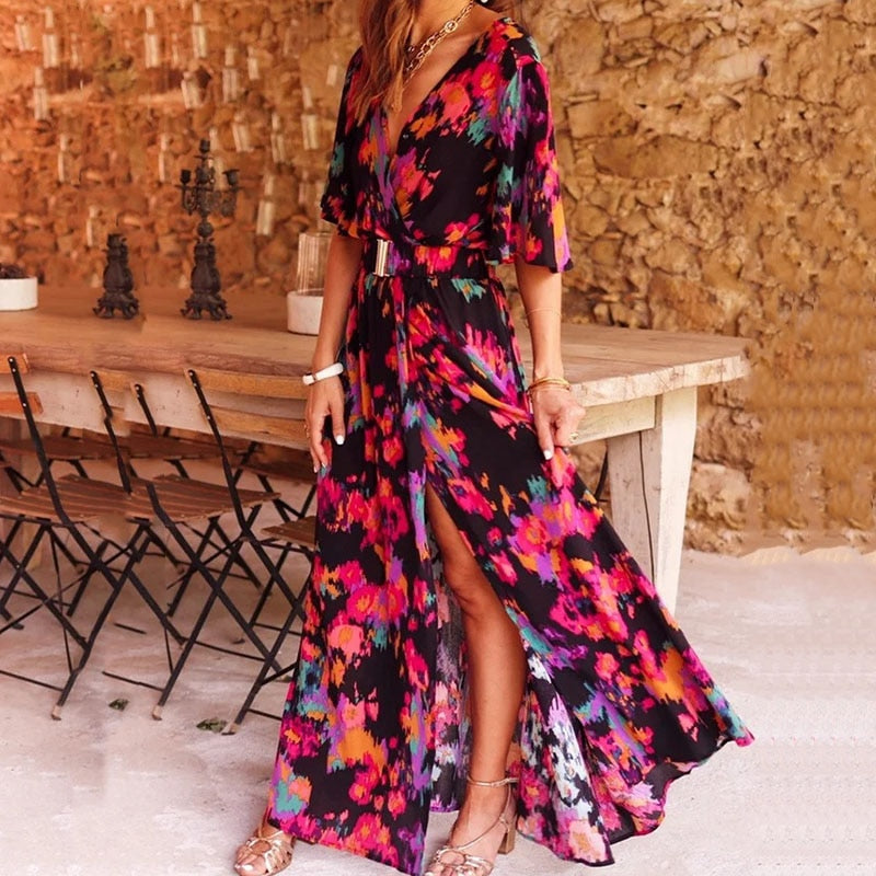 Levoire | Robe Maxi Enveloppante Intemporelle Multicolore
