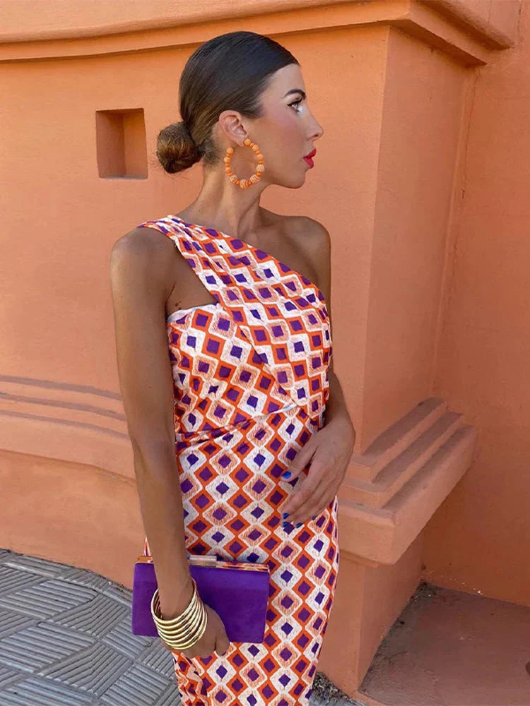 Levoire | Robe De Soleil Élégante Une Épaule Robe D'Été Moulante