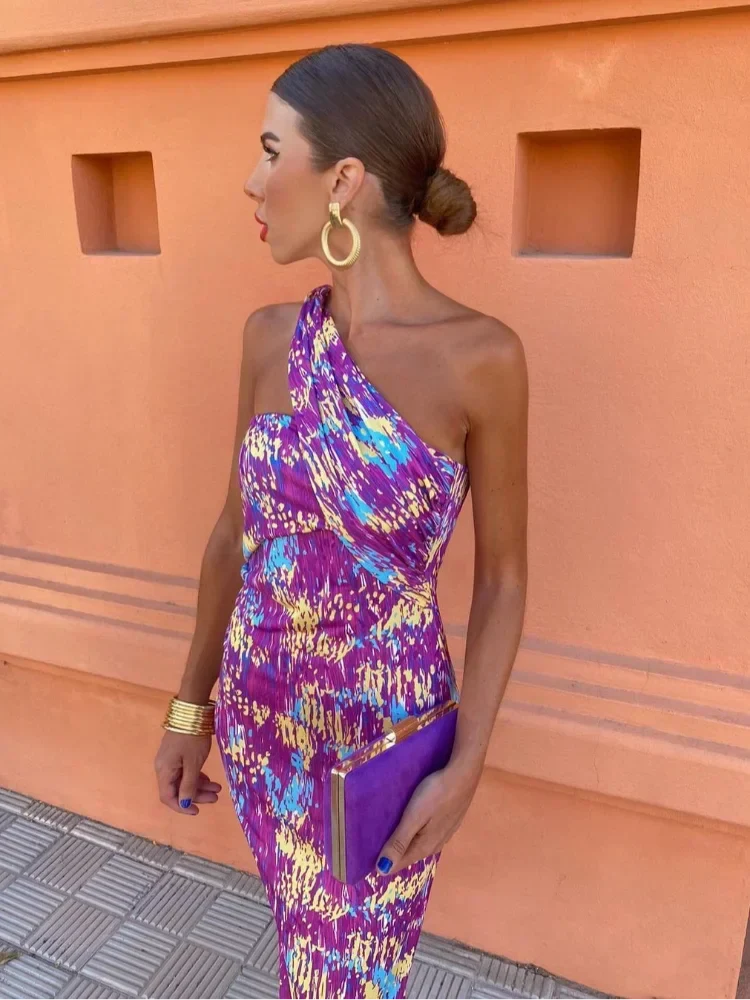Levoire | Robe De Soleil Élégante Une Épaule Robe D'Été Moulante