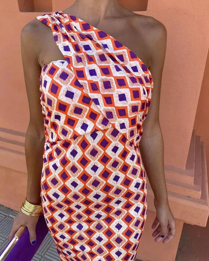 Levoire | Robe De Soleil Élégante Une Épaule Robe D'Été Moulante