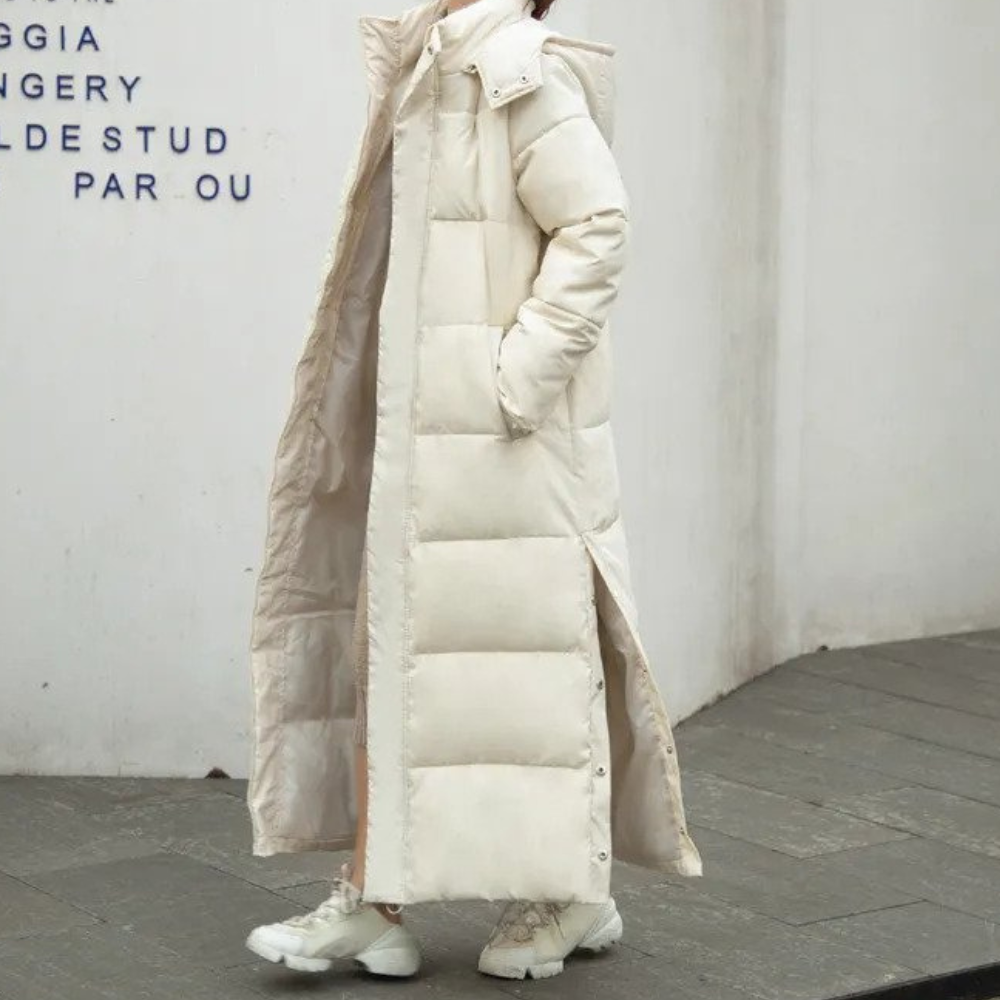Manteau d'hiver | Long manteau matelassé pour femmes pour l'hiver Beige