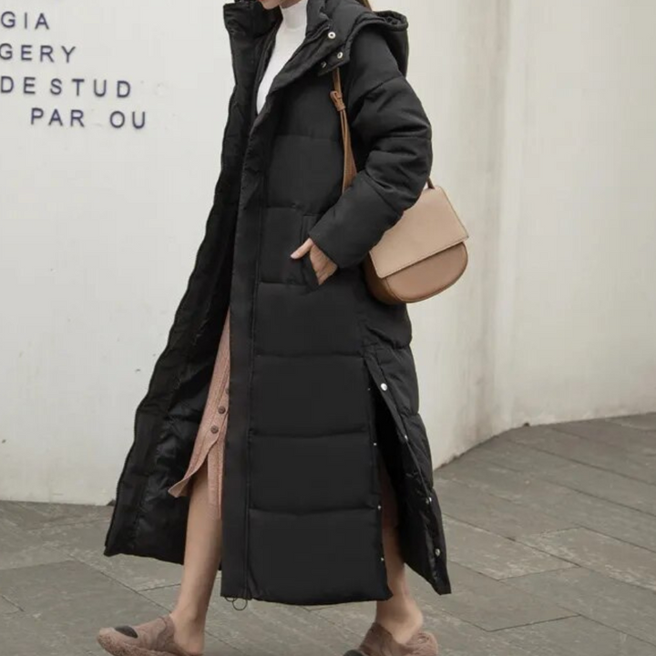 Manteau d'hiver | Long manteau matelassé pour femmes pour l'hiver Noir