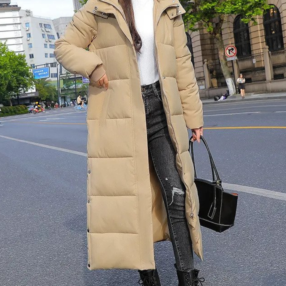 Manteau d'hiver | Long manteau matelassé pour femmes pour l'hiver Khaki