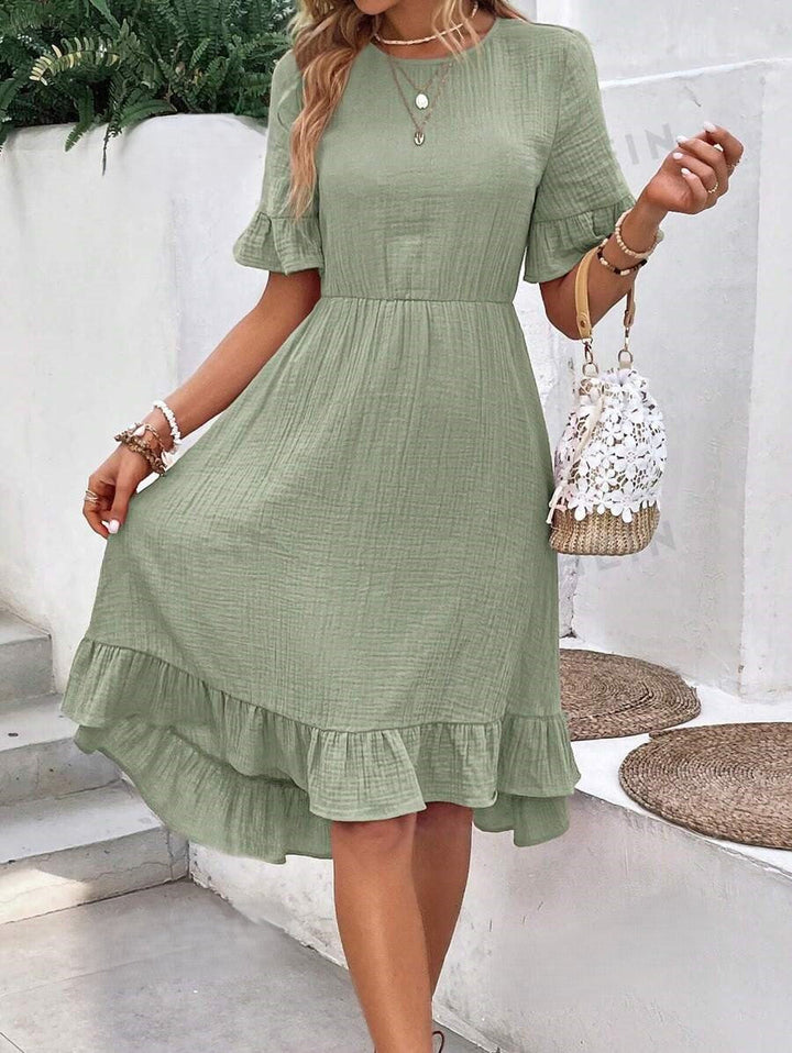 Levoire | Robe De Loisir Élégante À Manches Courtes Vert