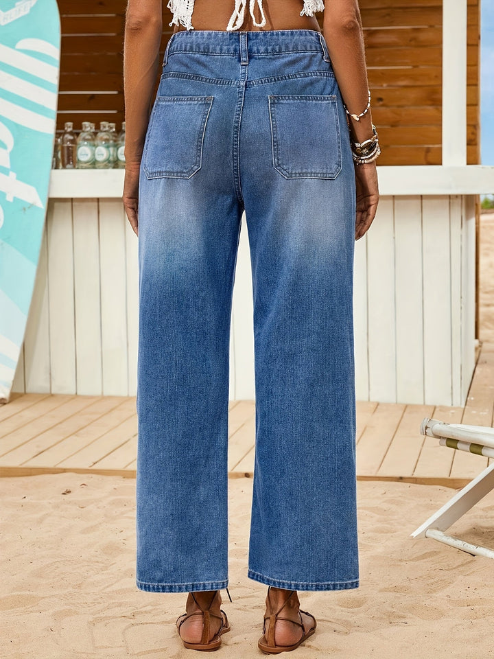 Levoire | Vintage Taille Haute Pantalon En Jean Avec Fermeture Boutonnée