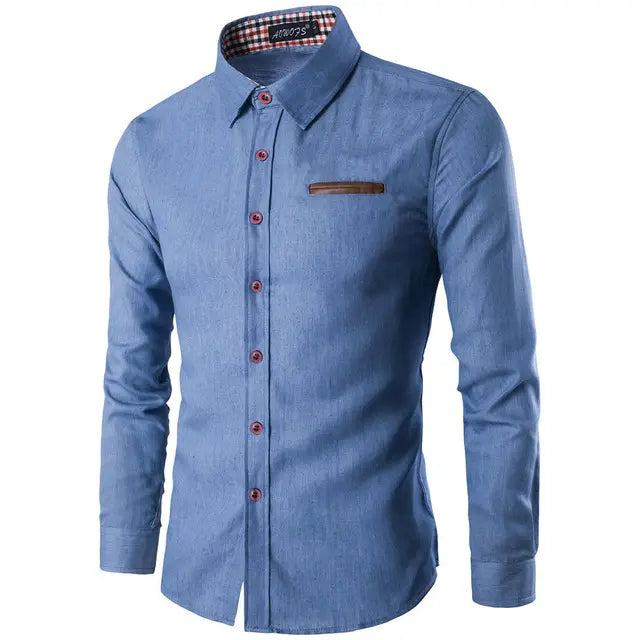 Levoire | Chemise En Denim Pour Hommes Coupe Slim Moderne Bleu clair