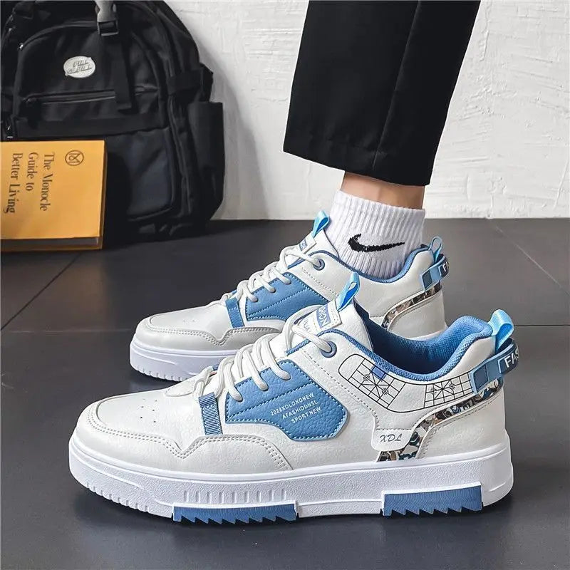 Levoire | Baskets Elegantes Pour Hommes, Ideales Pour Un Style Casual Ou Formel Blanc Bleu