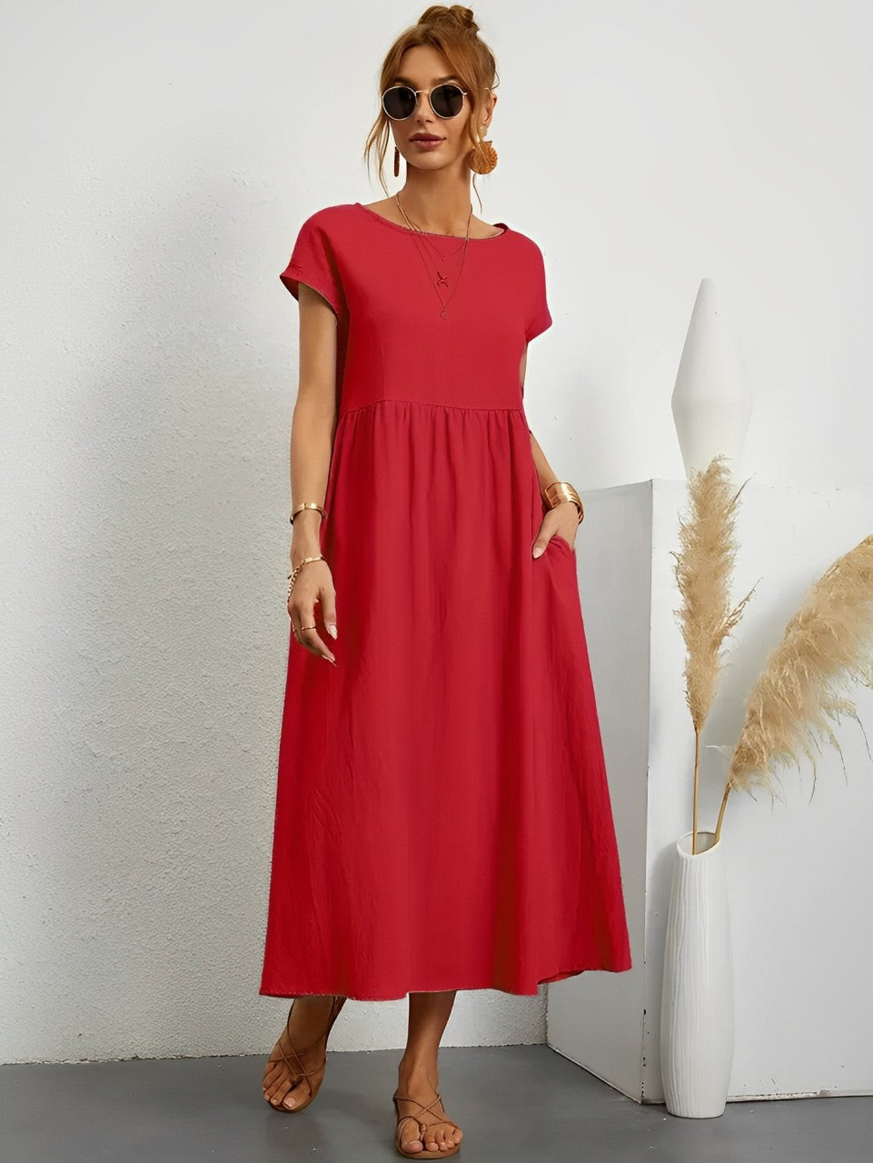 Levoire | Robe D'Été En Coton Vaviseva Avec Une Coupe Confortable Pour Les Temps Chauds Rot