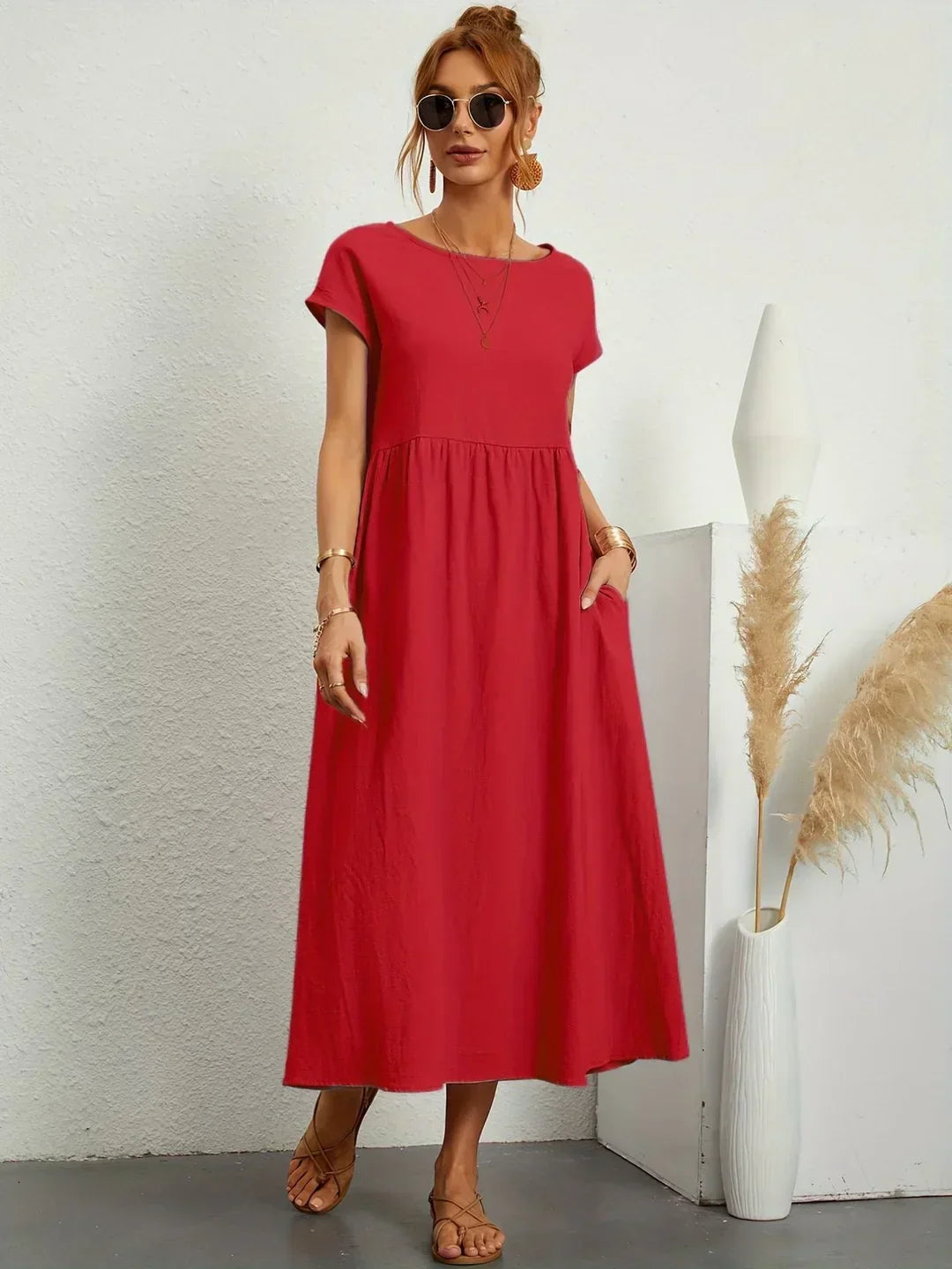 Levoire | Robe En Coton Léger Avec Poches Rot