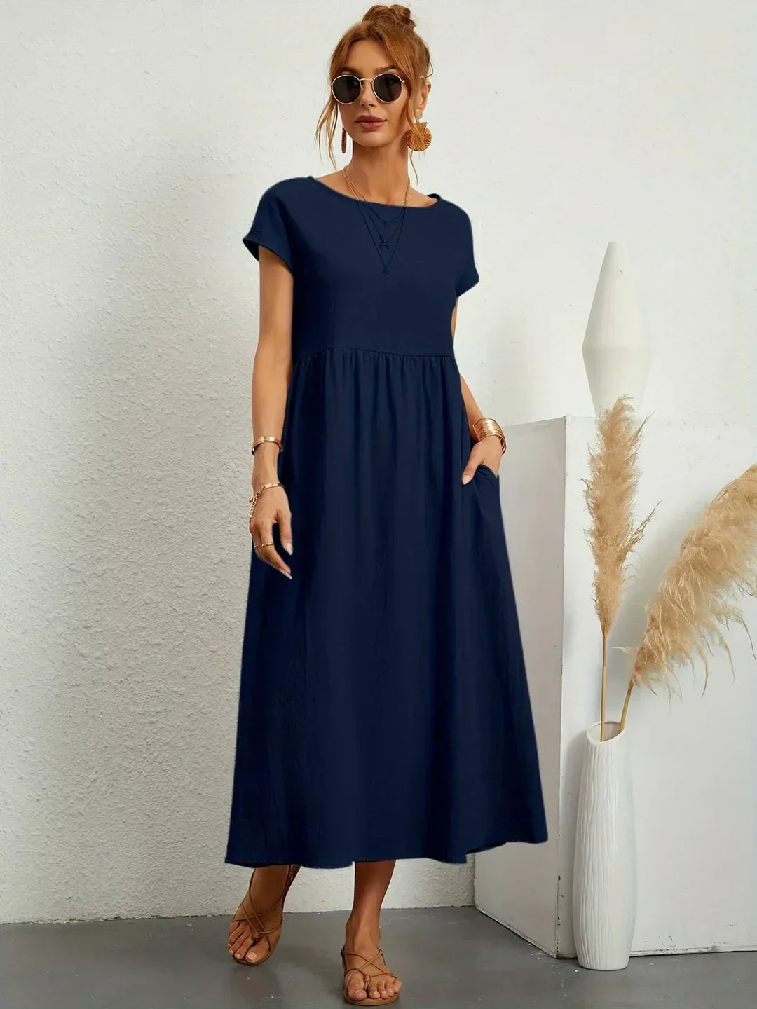 Levoire | Robe En Coton Léger Avec Poches Bleu marine