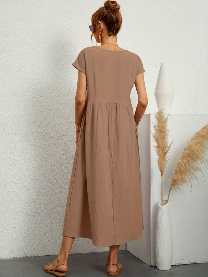 Levoire | Robe En Lin Fluide Élégante À Manches Courtes Pour Femmes