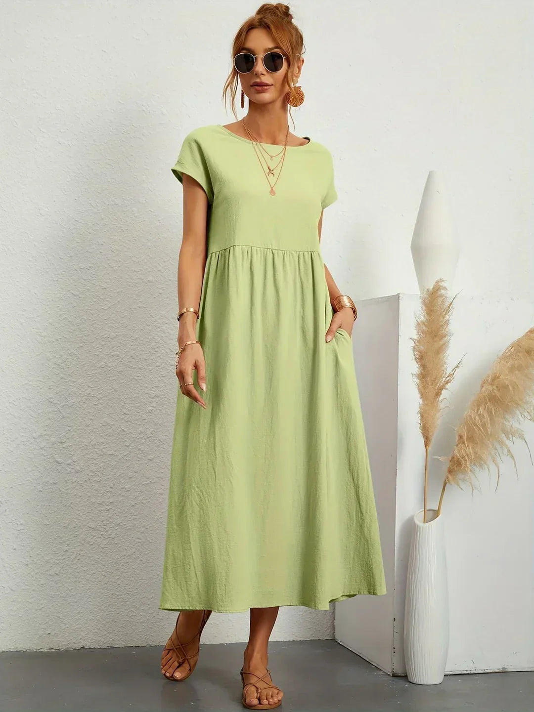 Levoire | Robe En Coton Léger Avec Poches Minuit vert