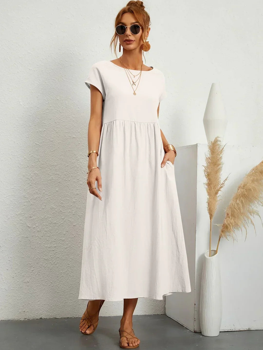 Levoire | Robe En Coton Léger Avec Poches Blanc