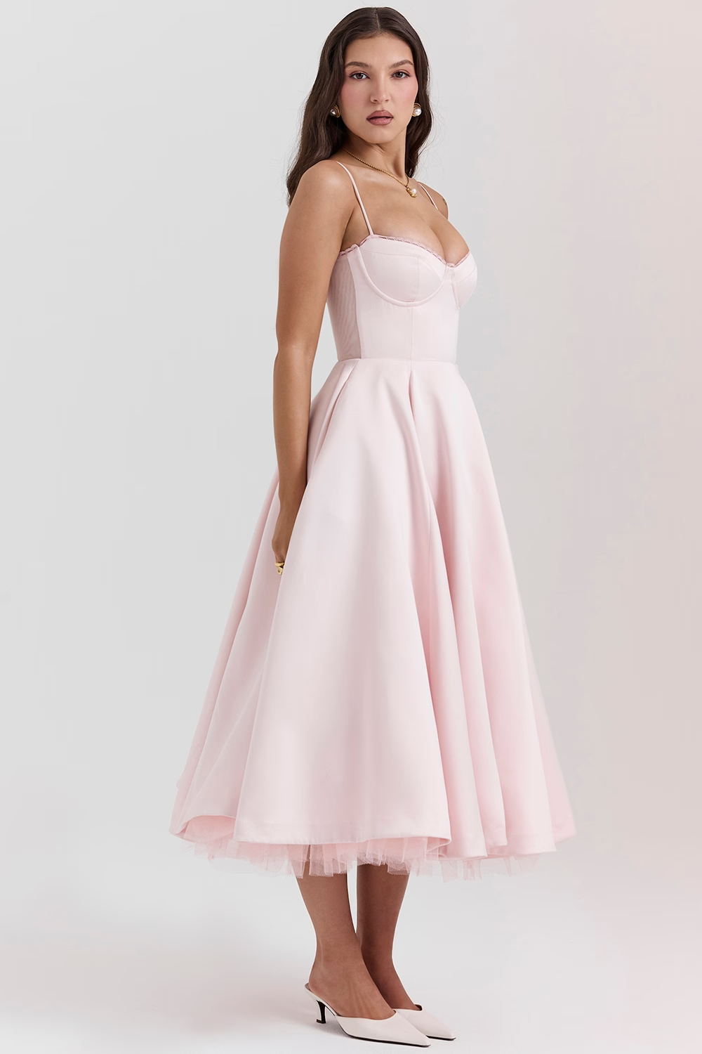 Levoire | Robe Cocktail Élégante Sans Manches En Tulle Avec Corset