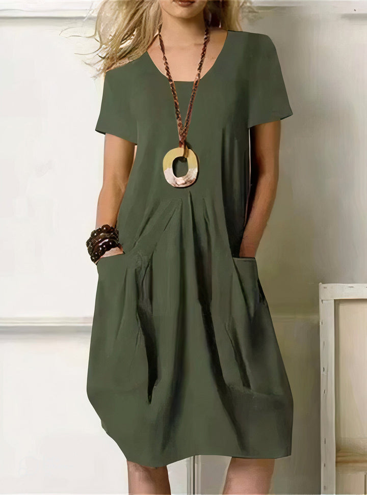 Levoire | Robe À Manches Courtes Coupe Décontractée Robe D'Été Robe De Loisirs Vert