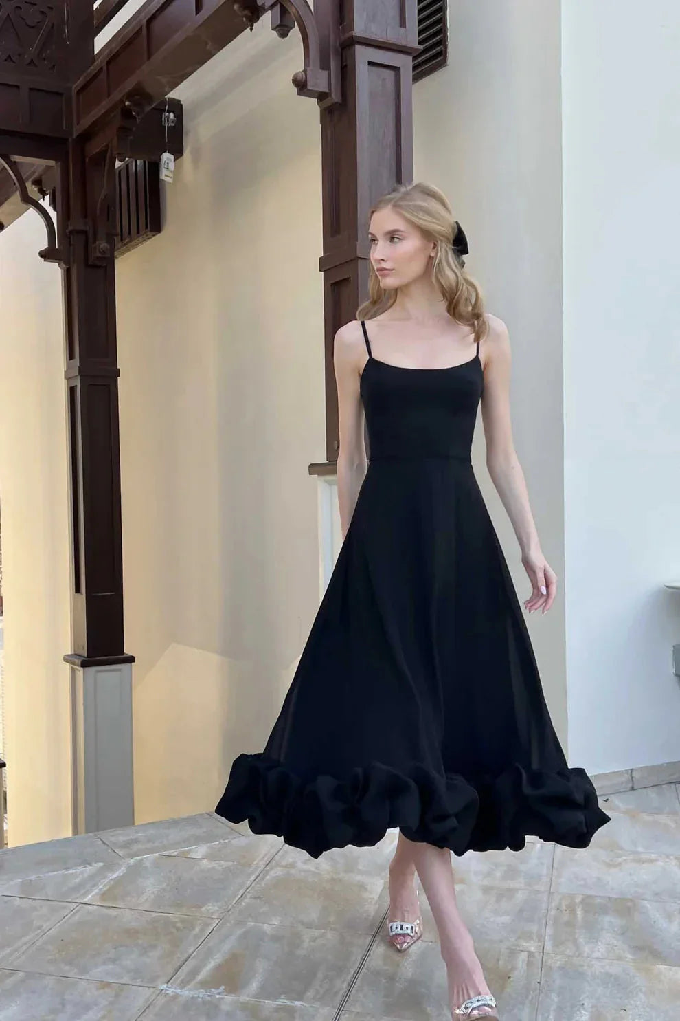 Levoire | Bretelles Spaghetti Volants Robe Élégante Robe D'Été