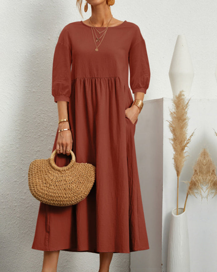 Levoire | Coupe Décontractée Manches Courtes Robe De Loisir Robe D'Été Robe De Loisir Robe D'Été Orange