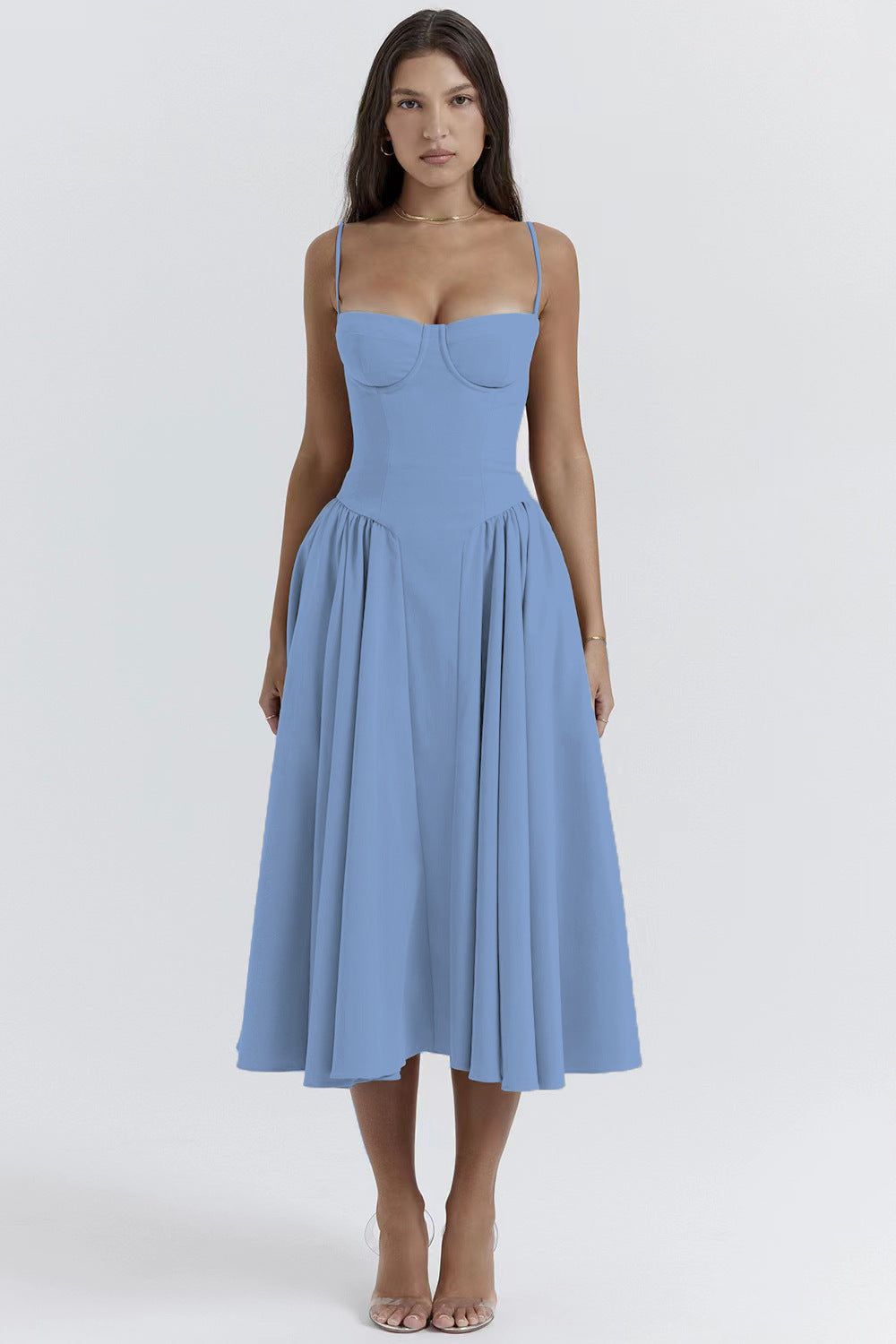 Levoire | Robe Sans Manches À Bretelles Spaghetti Robe Corset Robe D'Été Bleu clair