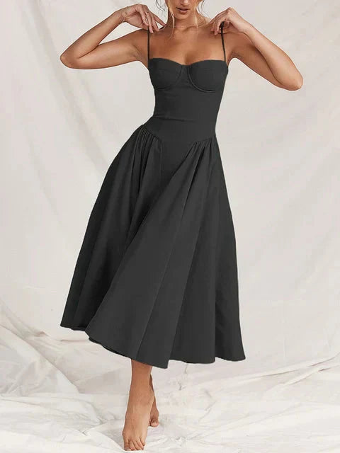 Levoire | Robe Sans Manches À Bretelles Spaghetti Robe Corset Robe D'Été Noir