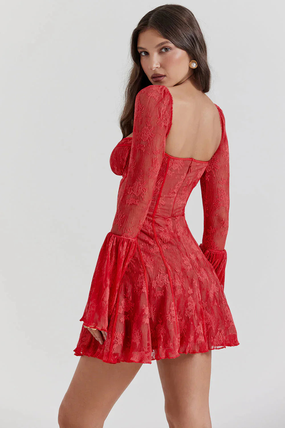 Levoire | Long Sleeves Bell Sleeves Lace Dress Corset Dress