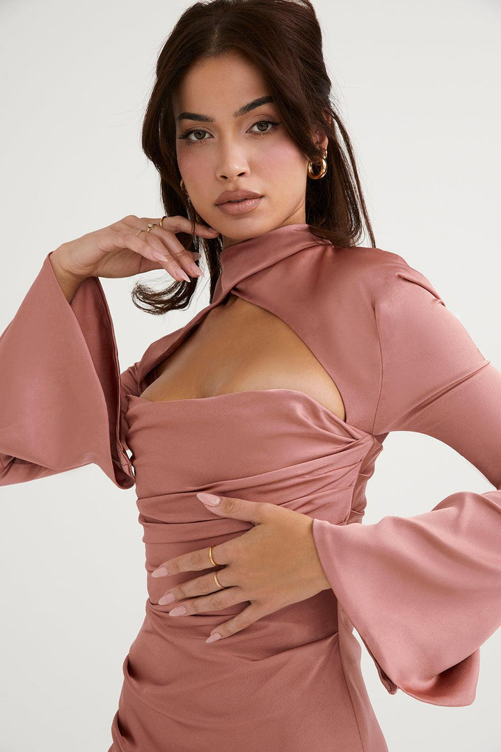 Levoire | Robe De Fête Corset Découpée À Manches Longues