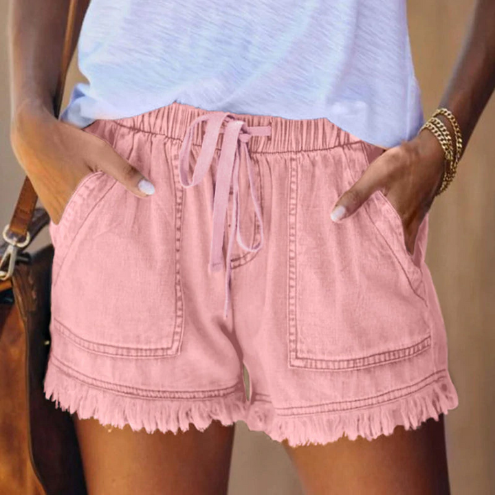 Levoire | Short En Denim À Taille Élastique, Sac À Dos, Vêtements D'Été Rose