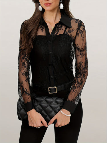 Levoire | Blouse Élégante Avec Dentelle Et Fermeture À Boutons