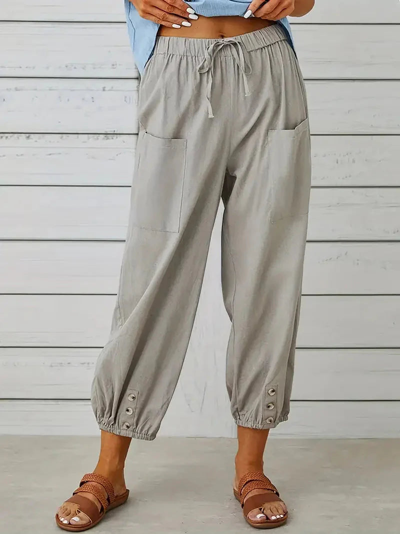 Levoire | Pantalon En Lin Pantalon D'Été Décontracté Pour Femmes Gris
