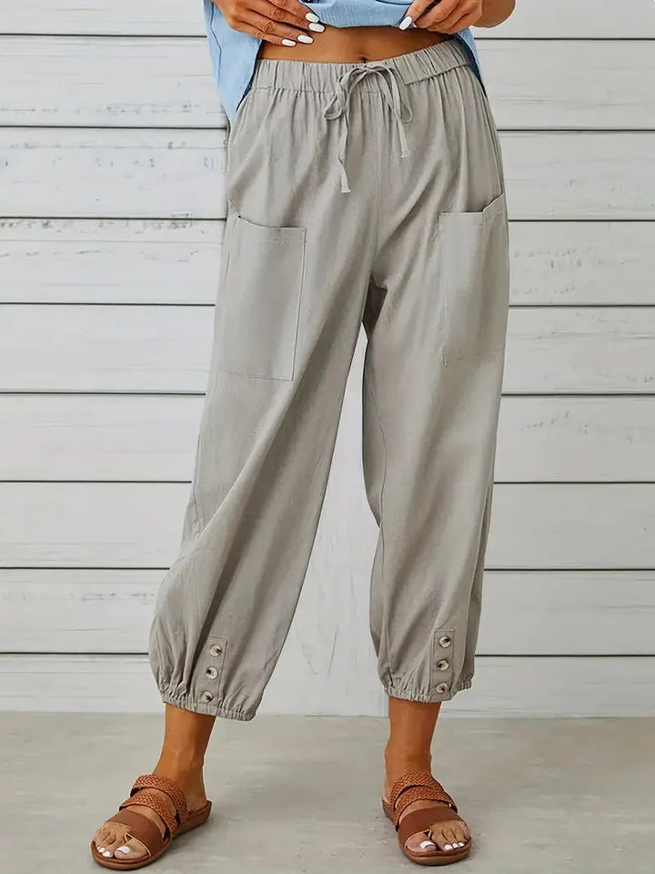 Levoire | Pantalon En Lin Pantalon D'Été Décontracté Pour Femmes Gris