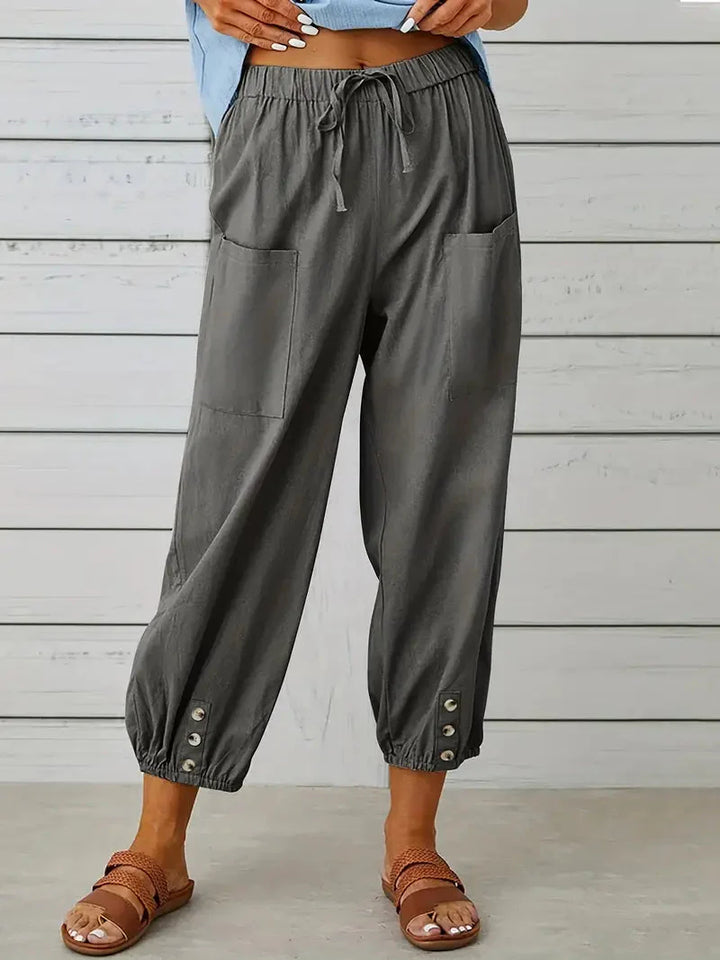Levoire | Pantalon En Lin Pantalon D'Été Décontracté Pour Femmes Gris foncé