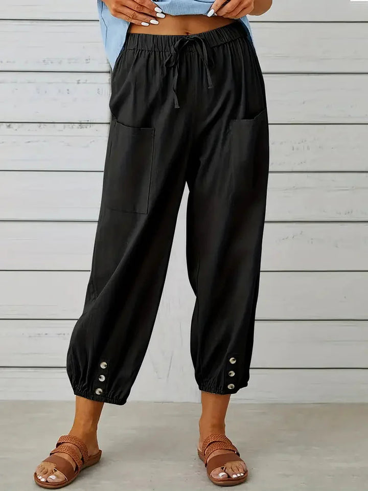 Levoire | Pantalon En Lin Pantalon D'Été Décontracté Pour Femmes Noir