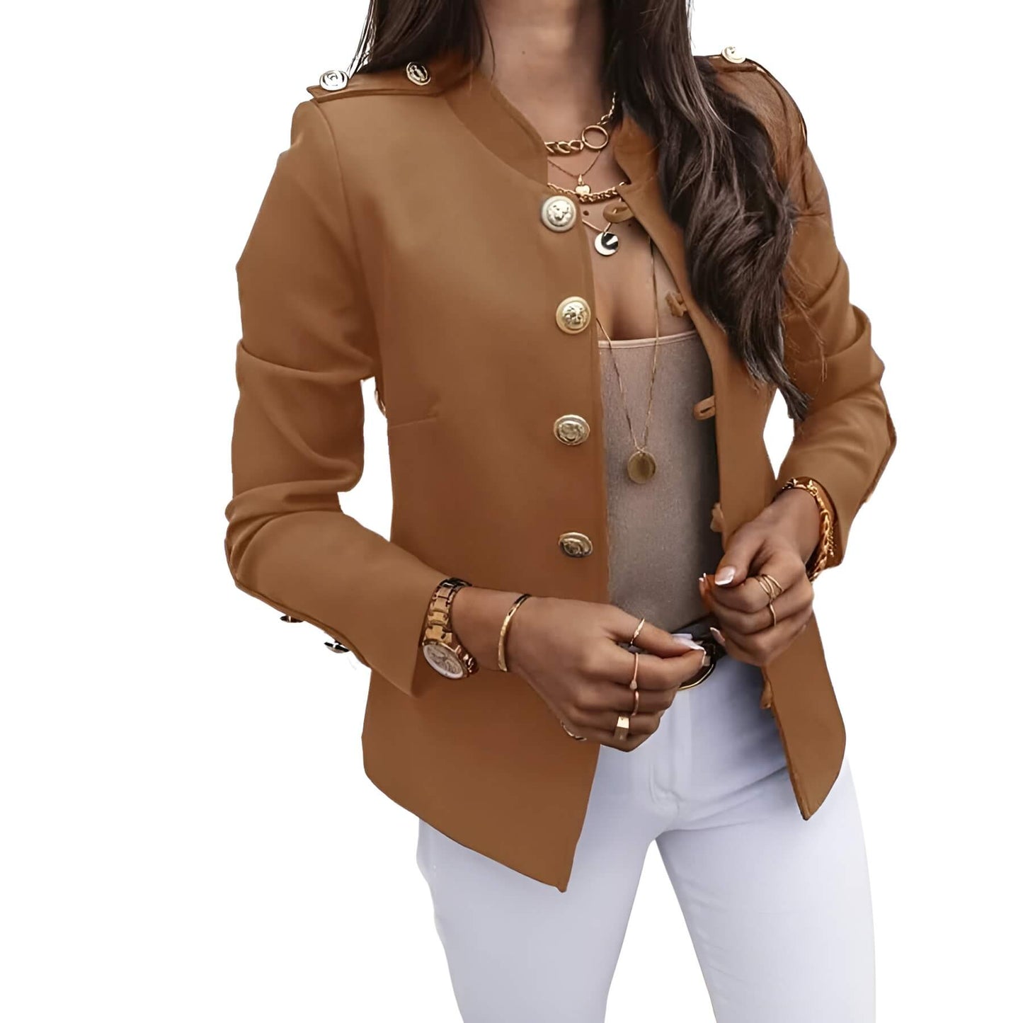 Levoire | Blazer Femme Élégant Boutons Braun