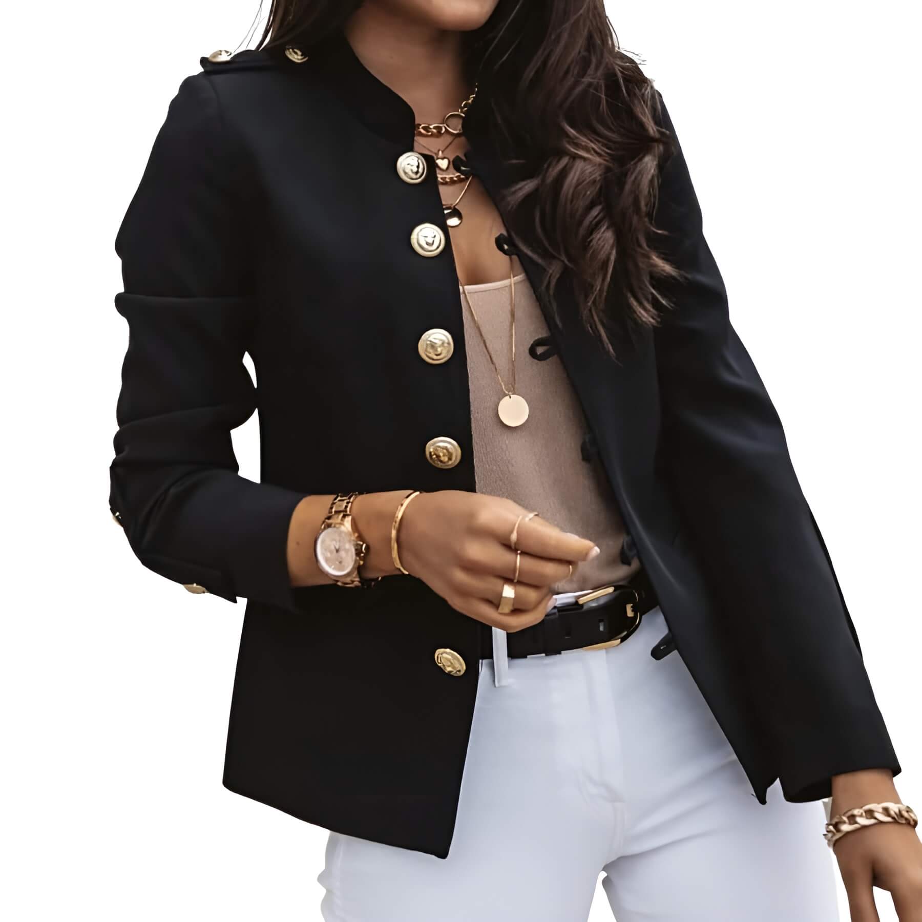 Levoire | Blazer Femme Élégant Boutons Noir